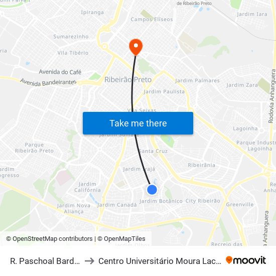R. Paschoal Bardaro to Centro Universitário Moura Lacerda map