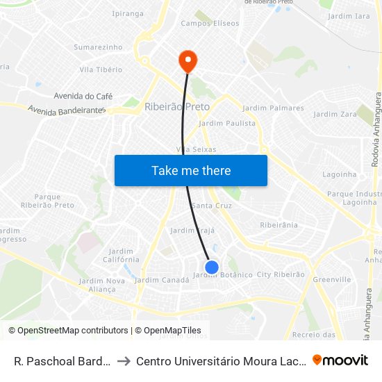 R. Paschoal Bardaro to Centro Universitário Moura Lacerda map