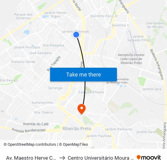 Av. Maestro Herve Cordovil to Centro Universitário Moura Lacerda map