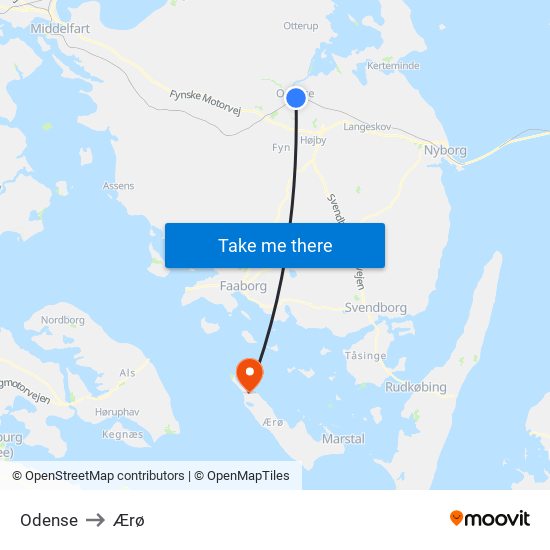 Odense to Ærø map