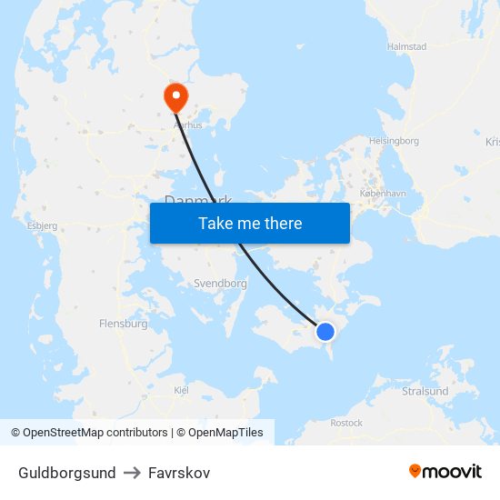 Guldborgsund to Favrskov map