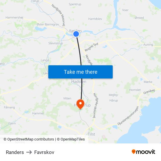 Randers to Favrskov map