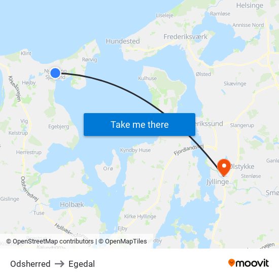 Odsherred to Egedal map