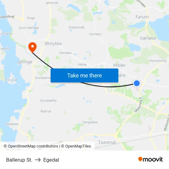 Ballerup St. to Egedal map