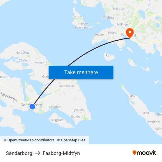 Sønderborg to Faaborg-Midtfyn map
