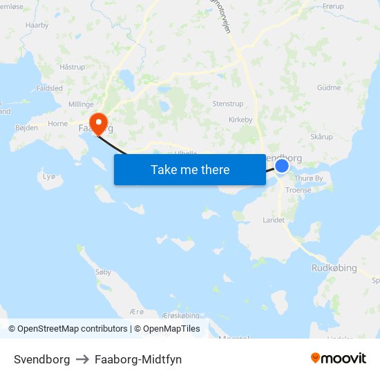 Svendborg to Faaborg-Midtfyn map