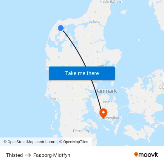 Thisted to Faaborg-Midtfyn map