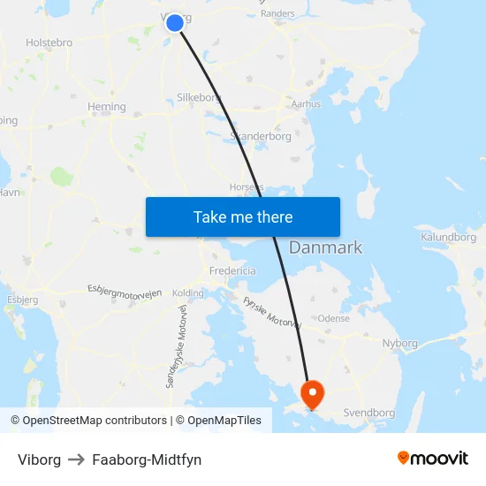 Viborg to Faaborg-Midtfyn map