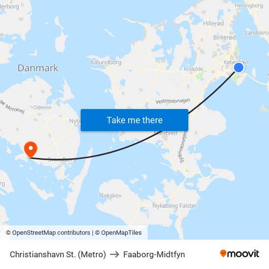 Christianshavn St. (Metro) to Faaborg-Midtfyn map