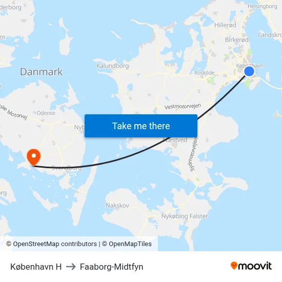 København H to Faaborg-Midtfyn map