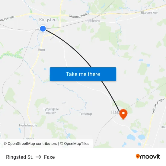 Ringsted St. to Faxe map