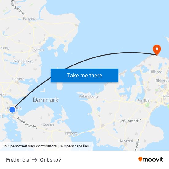 Fredericia to Gribskov map