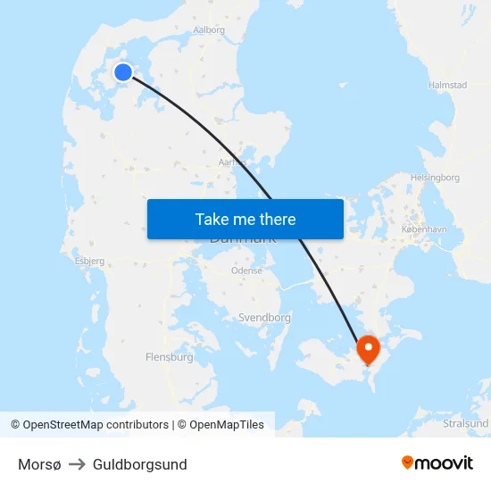 Morsø to Guldborgsund map