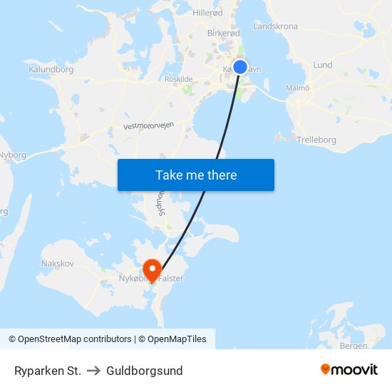 Ryparken St. to Guldborgsund map