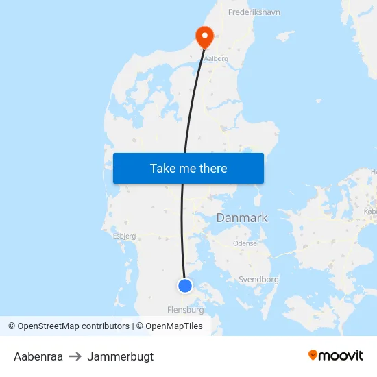 Aabenraa to Jammerbugt map
