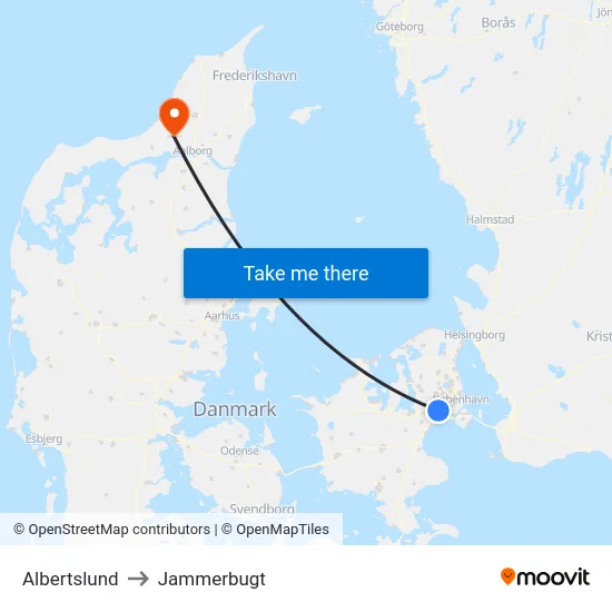 Albertslund to Jammerbugt map