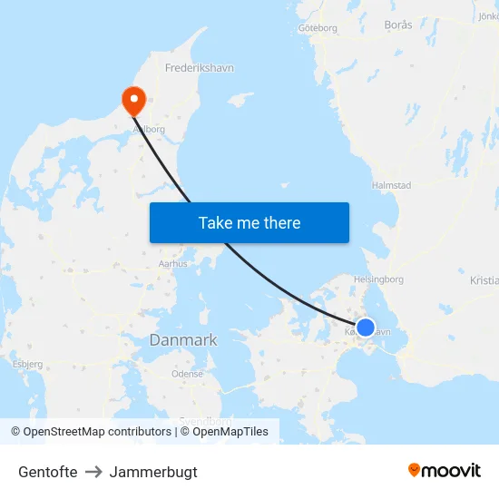 Gentofte to Jammerbugt map
