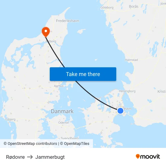 Rødovre to Jammerbugt map