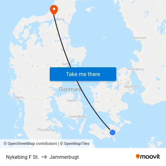 Nykøbing F St. to Jammerbugt map