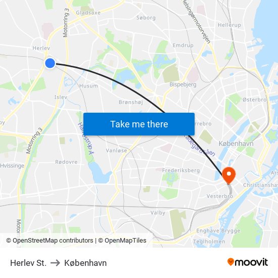 Herlev St. to København map