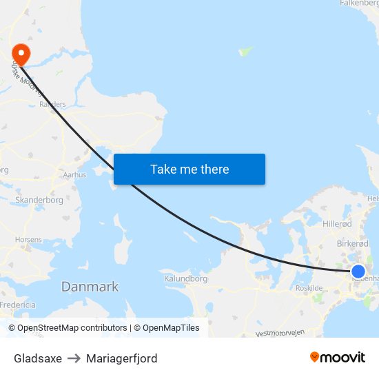 Gladsaxe to Mariagerfjord map