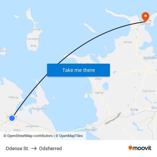 Odense St. to Odsherred map