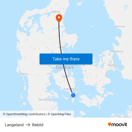 Langeland to Rebild map