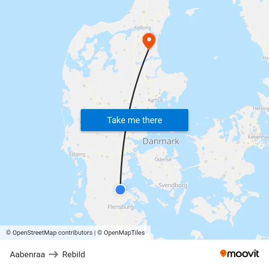 Aabenraa to Rebild map