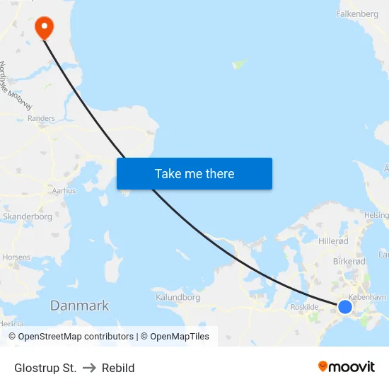 Glostrup St. to Rebild map