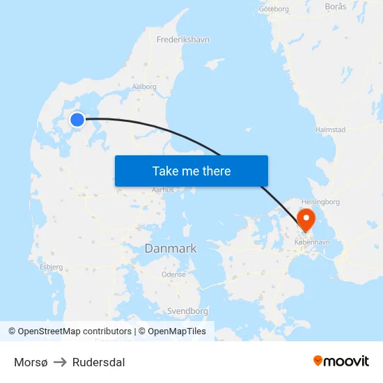 Morsø to Rudersdal map