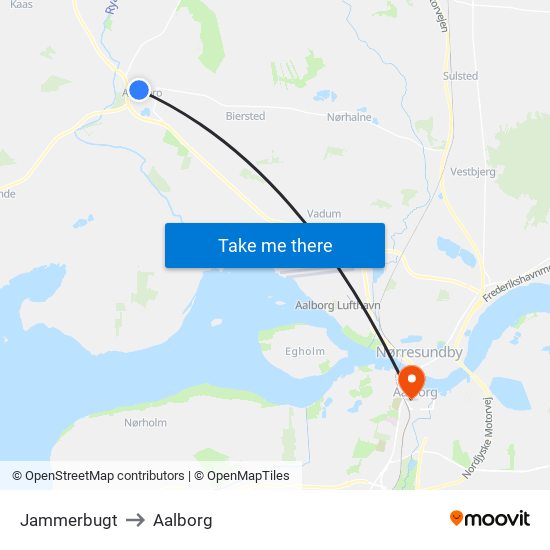 Jammerbugt to Aalborg map