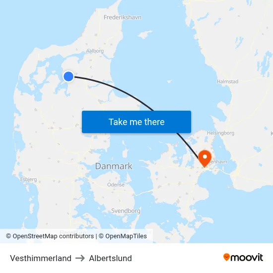 Vesthimmerland to Albertslund map