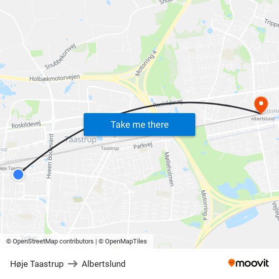 Høje Taastrup to Albertslund map