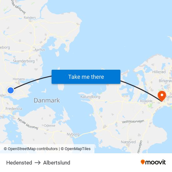 Hedensted to Albertslund map