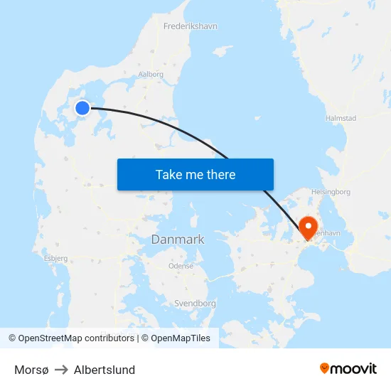 Morsø to Albertslund map