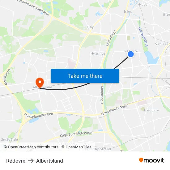 Rødovre to Albertslund map