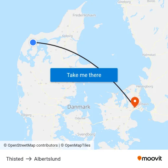 Thisted to Albertslund map