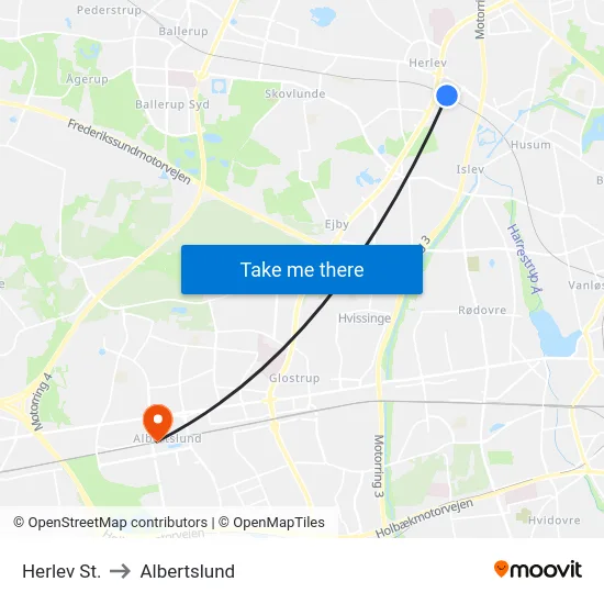 Herlev St. to Albertslund map