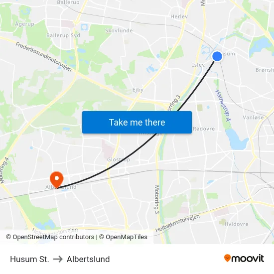 Husum St. to Albertslund map