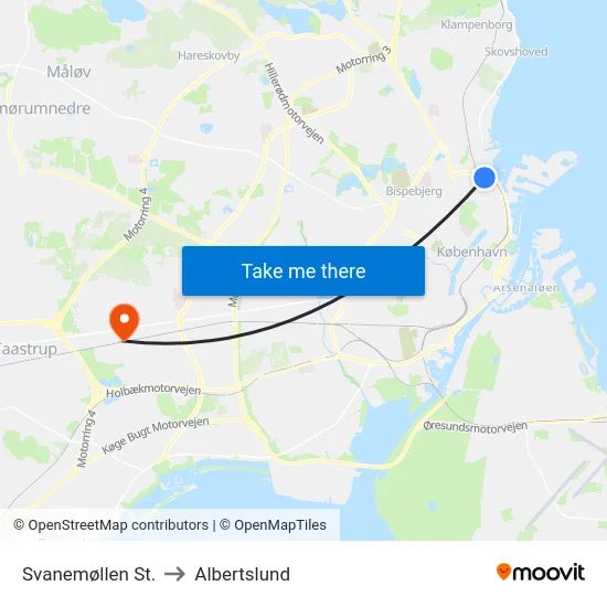 Svanemøllen St. to Albertslund map