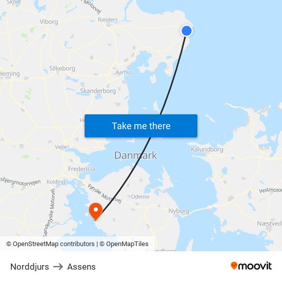 Norddjurs to Assens map