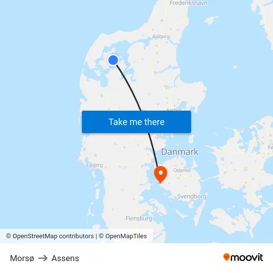 Morsø to Assens map