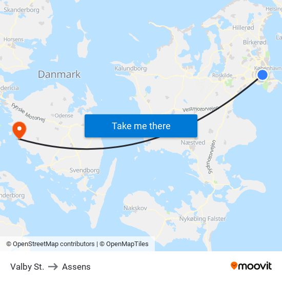 Valby St. to Assens map