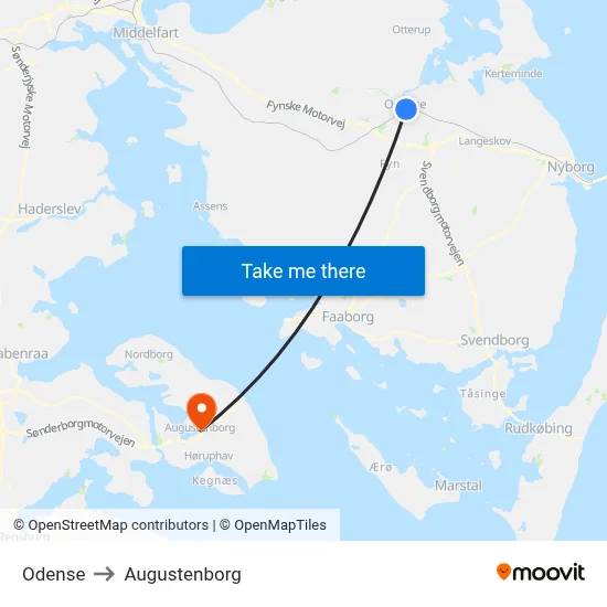 Odense to Augustenborg map