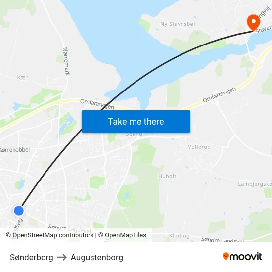Sønderborg to Augustenborg map