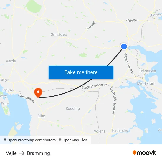 Vejle to Bramming map