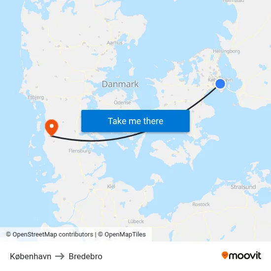 København to Bredebro map