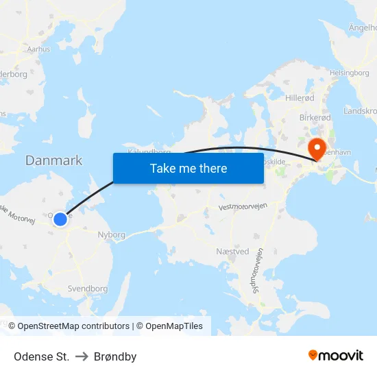 Odense St. to Brøndby map