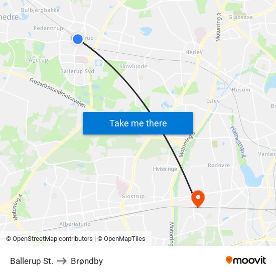 Ballerup St. to Brøndby map