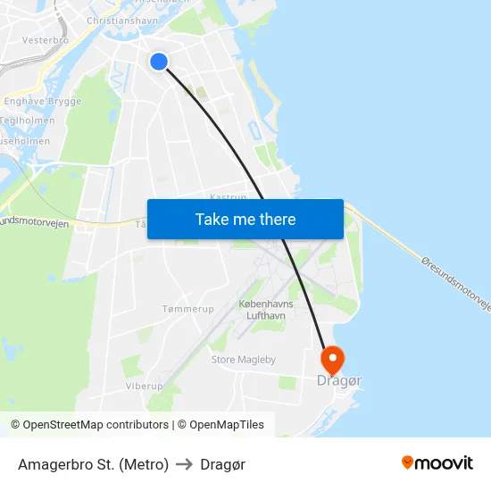 Amagerbro St. (Metro) to Dragør map